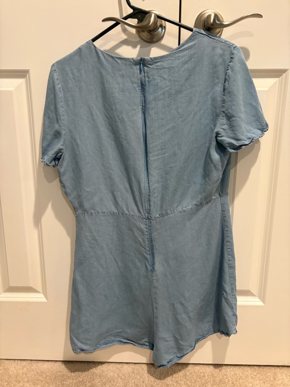 Zara Light Blue Short Sleeve Denim Romper - Picture 6 of 6